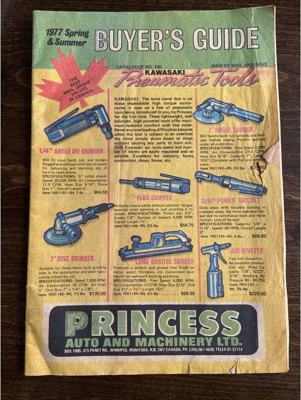 Princess Auto And Machinery Buyer’s Guide Tools Catalogue 1977 Canadian Tire